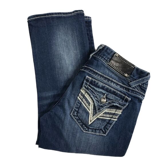 Vigoss Womens Capri Sz 5/6 21 The New York Denim Blue Jeans Distressed Embroider - Picture 3 of 12